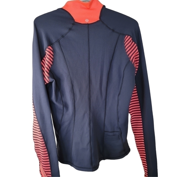𝅺lululemon UTurn Navy Blue and Orange Women Half Zip Running  Long Sleeve Top - Picture 4 of 7